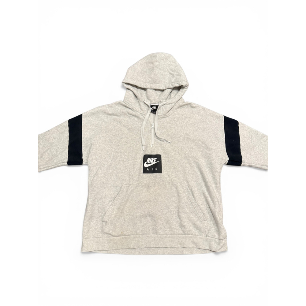 Nike Men's Light Heather Gray/Black Air Half-Zip Logo Heavyweight Hoodie Sz L - Picture 4 of 10